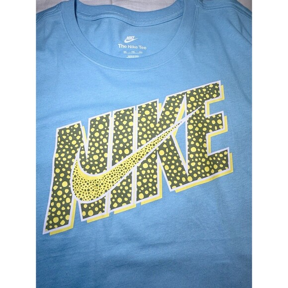Nike Sportswear Swoosh Aqua Blue Neon Spotted Logo Shirt Men's XXL NWT - Picture 3 of 10